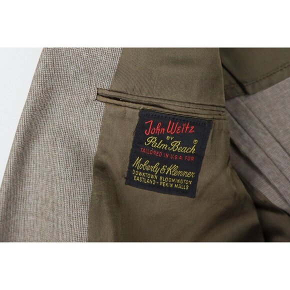 JOHN WEITZ BY PALM BEACH - VINTAGE MEN'S BEIGE BROWN BLAZER SUIT JACKET - 40R - Picture 4 of 7